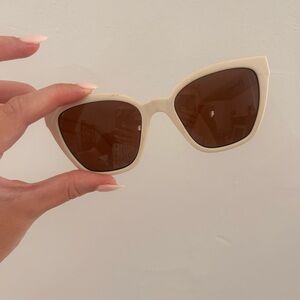 & Other Stories Oversized Cream Sunglasses with Brown Lenses